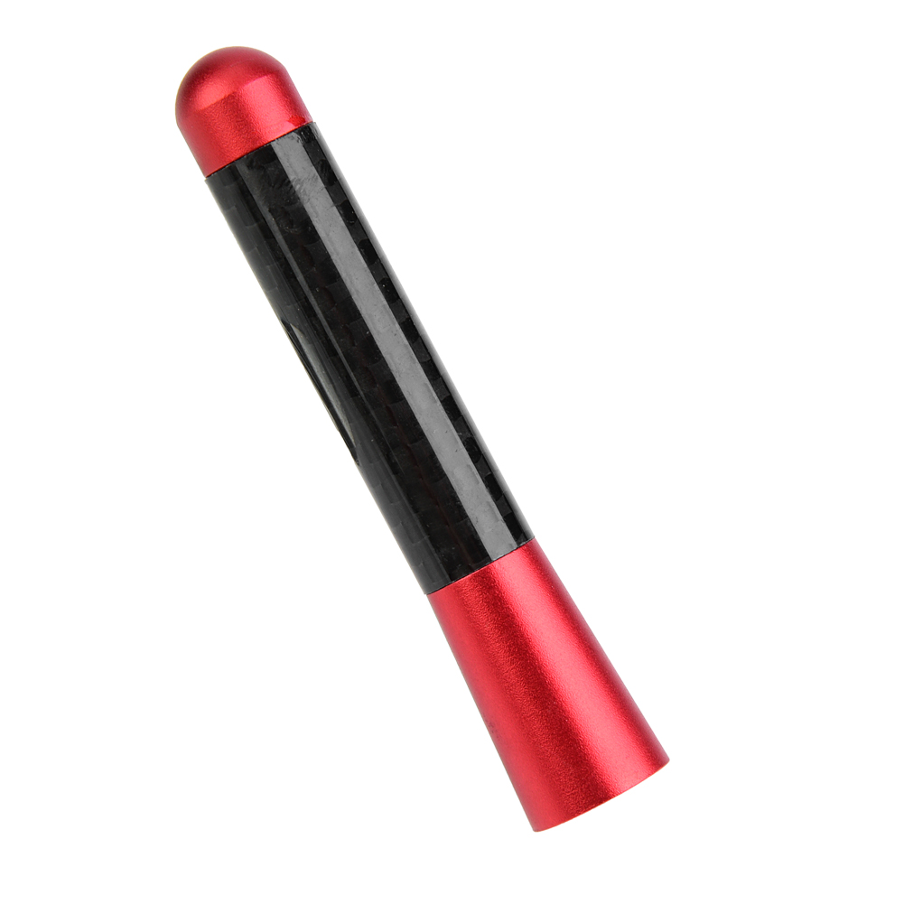 3-zoll-kurzantenne Aus Kohlefaser Für Autoradios, Befestigungsschrauben, Sportliches Design, Rote Farbe, Universelles Zubehör Für Die Fahrzeugabstimmung.