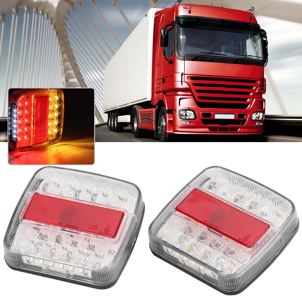 12v/24v 20led Zweifarbige Rückleuchten Für Lkw-anhänger, 2 Stück, Weiße Optik, Wasserdichte Led-beleuchtung, Blink- Und Bremslichtfunktion, Kompatibel Mit Nutzfahrzeugen.