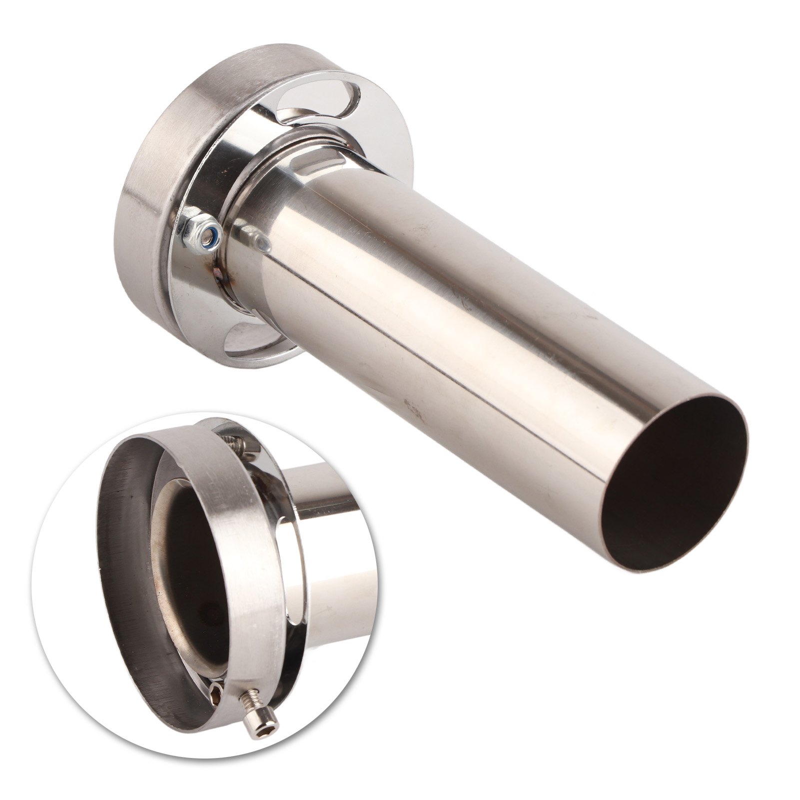 Universell Verstellbares 85-mm-rundauspuffendrohr, Abnehmbarer Schalldämpfer, Chromoberfläche, Anpassbar