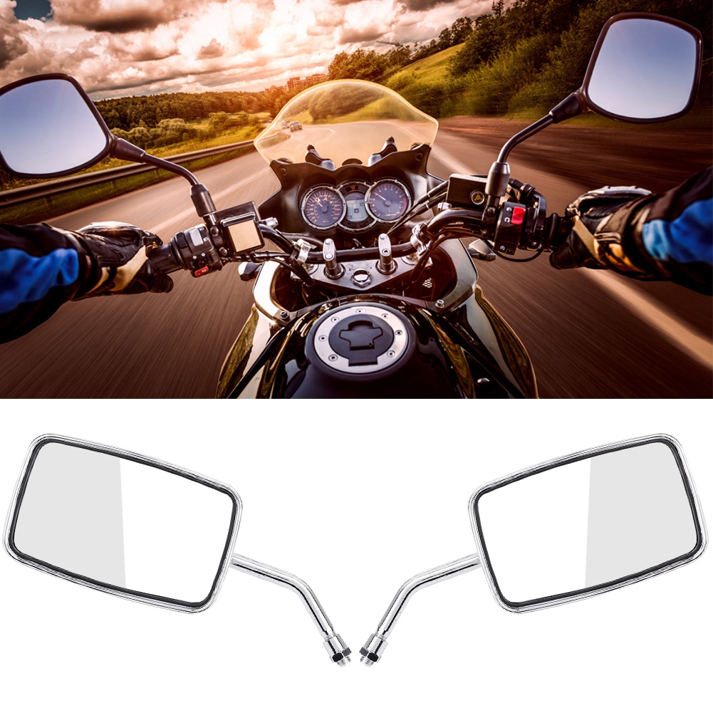 Quadratische Chrom-seitenspiegel Für Straßenmotorräder – 2er-set Im Retro-stil