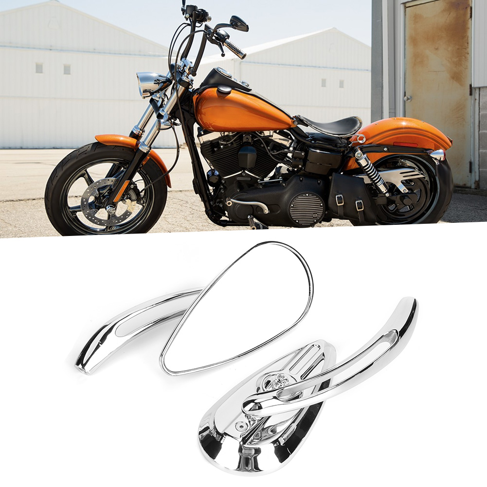 2 Stück Motorrad-rückspiegel, Verchromt, 8 Mm/10 Mm Gewinde, Totenkopf-tropfen-lenkerreflektor