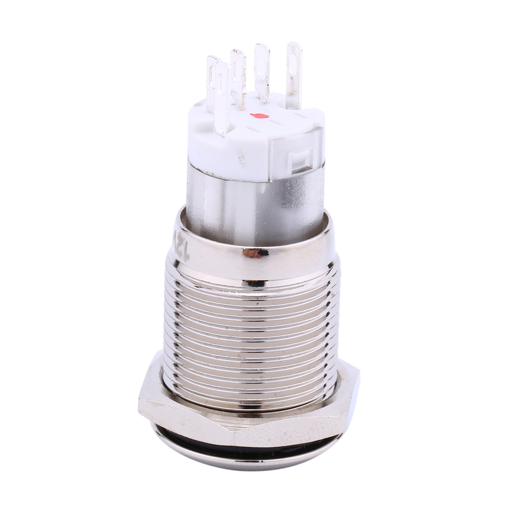 16 Mm 1ö 1ö 1sch 12v Led-metall-drucktaster Mit Verriegelung, Kippschalter Für Schalttafel, 1 Stück