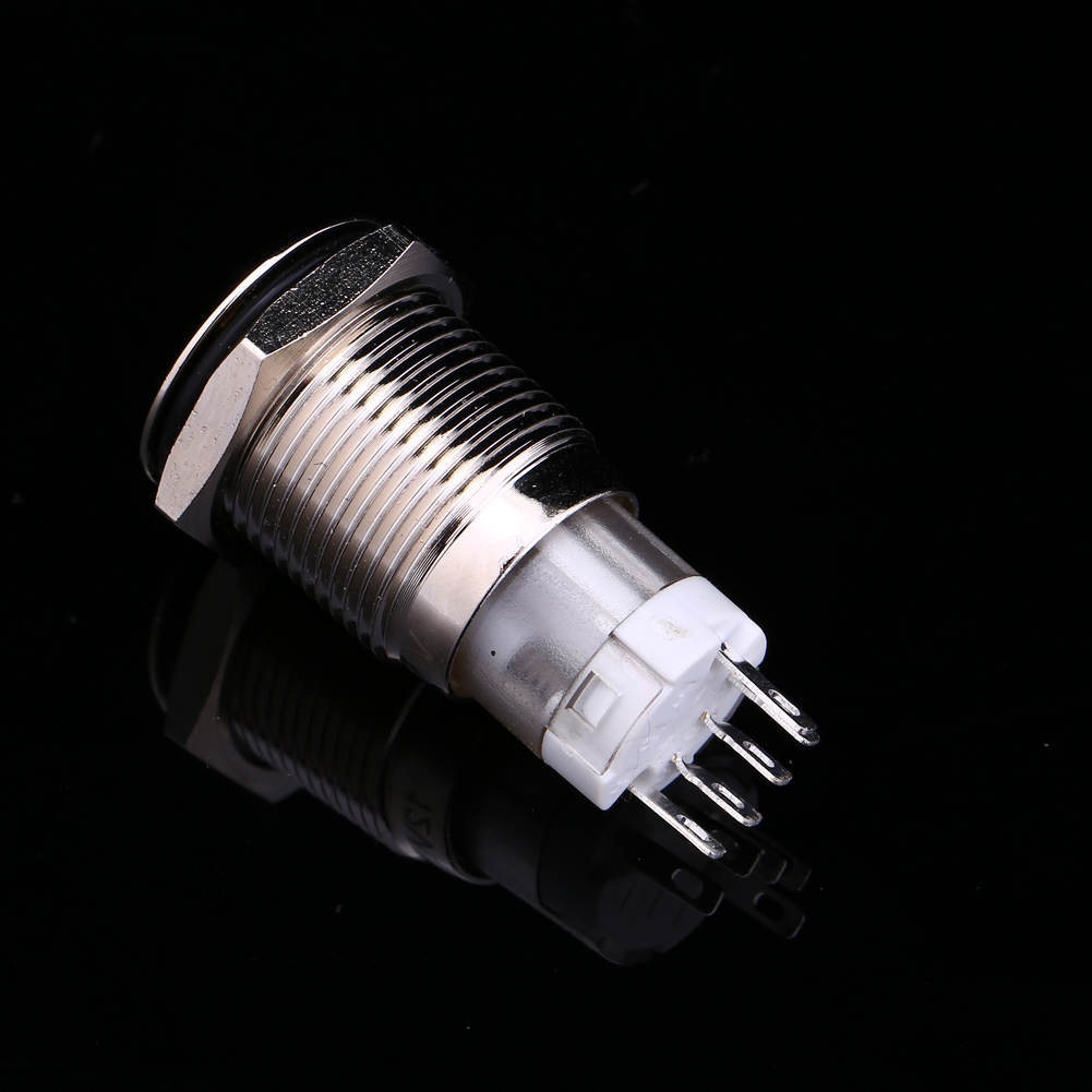 12v Led-metall-drucktaster Mit Verriegelung, 16 Mm, 1 Schließer, 2 Kontakte, Für Armaturenbrett.