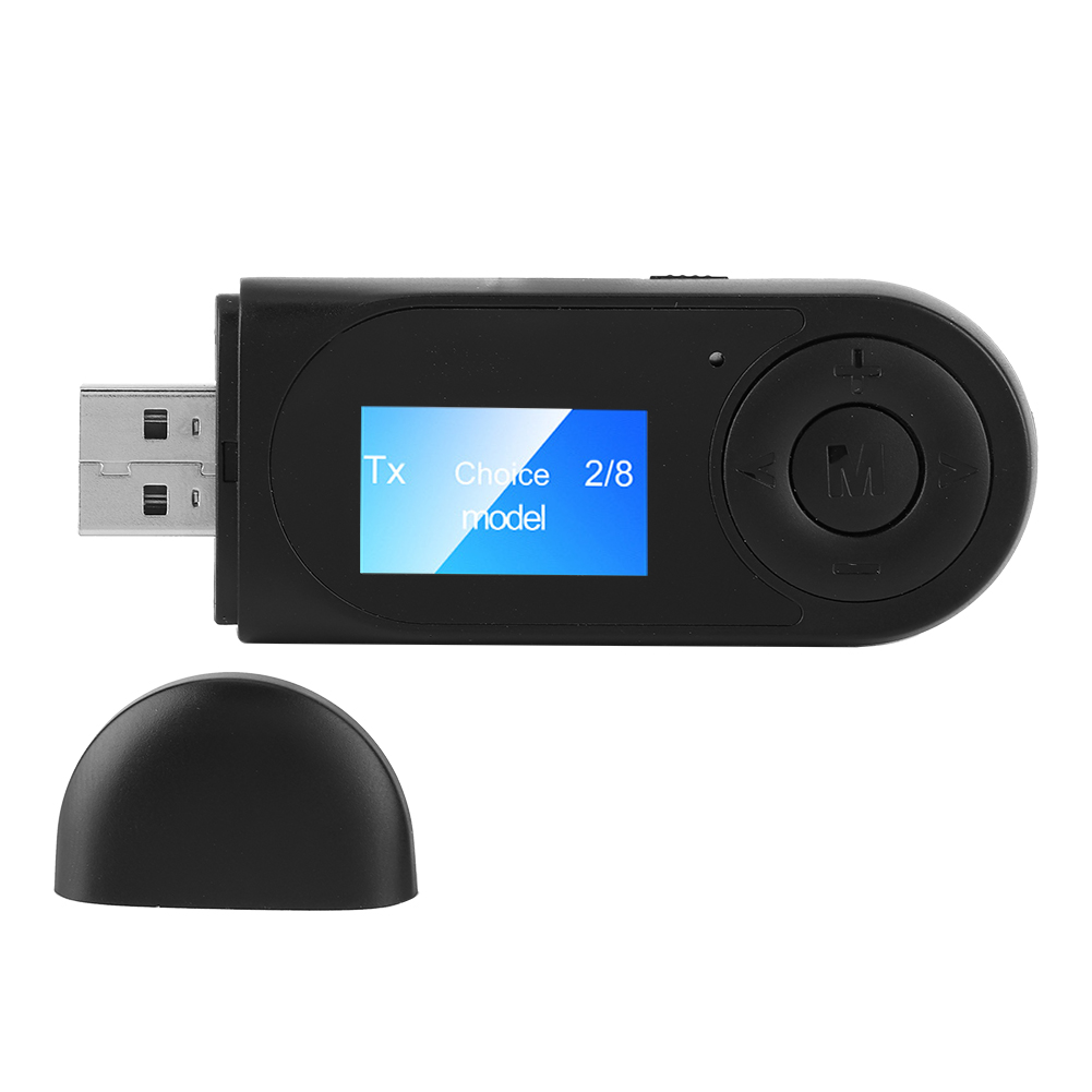 Bluetooth 5.0 Audio-adapter Mit Drahtlosem Sender Und Empfänger, Lcd-display Für Auto, Pc Und Kabelgebundene Lautsprecher (3,5 Mm)
