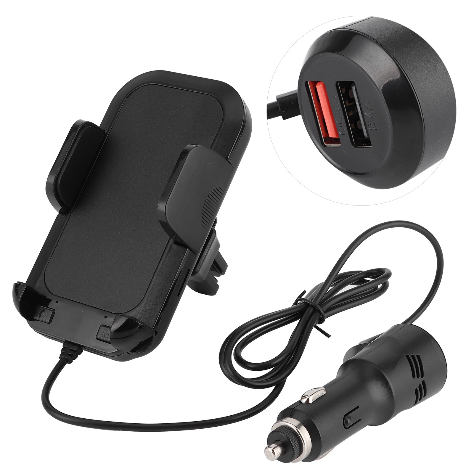 Bluetooth 5.0 Fm-transmitter Fürs Auto, Kabelloses Ladegerät Mit Selbstsichernder Halterung, Qc-schnellladefunktion, Handy-dockingstation.