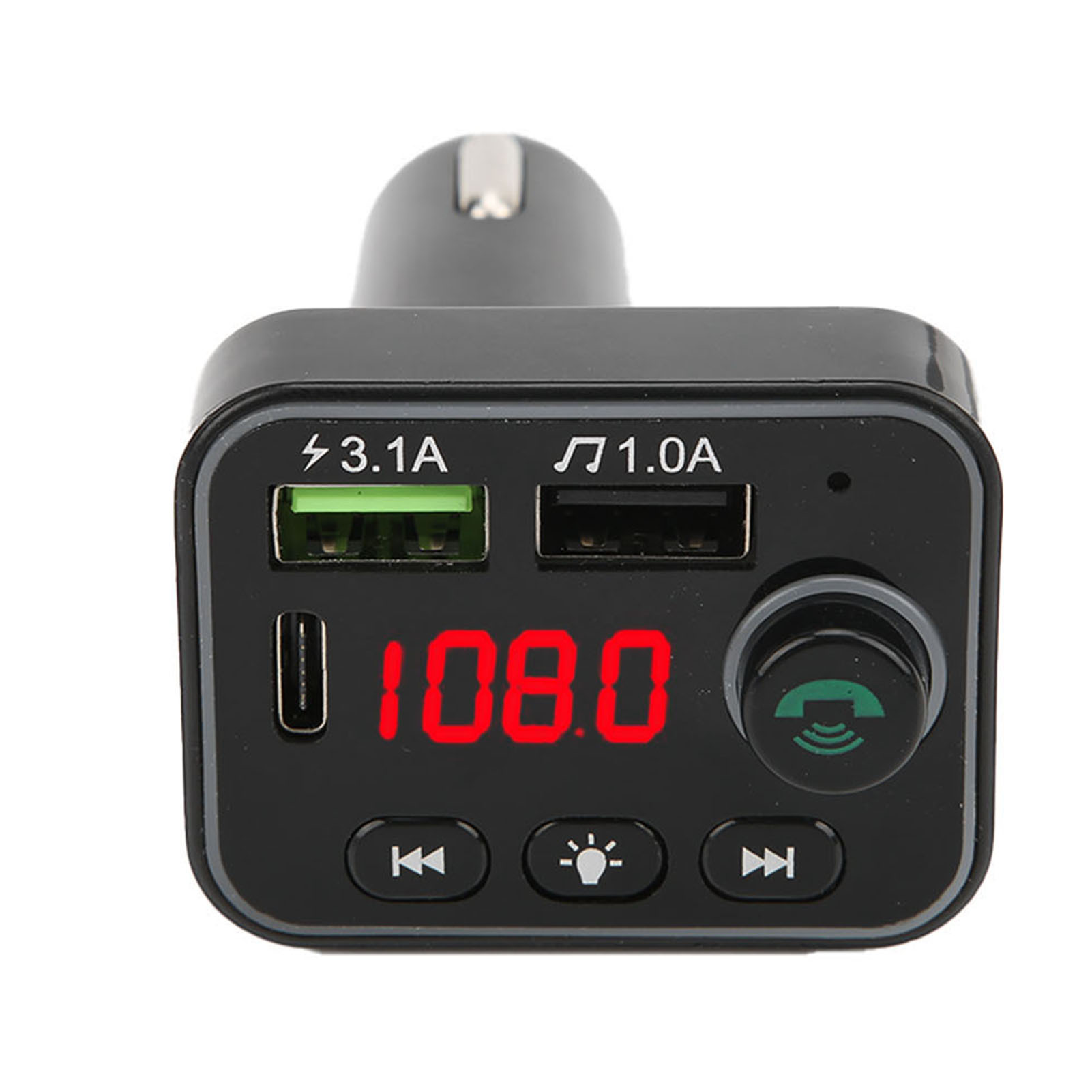 Bluetooth 5.0 Fm-transmitter Mit Mp3-player, Handy-ladegerät, Batteriespannungsanzeige Und Mehrfarbiger Umgebungsbeleuchtung