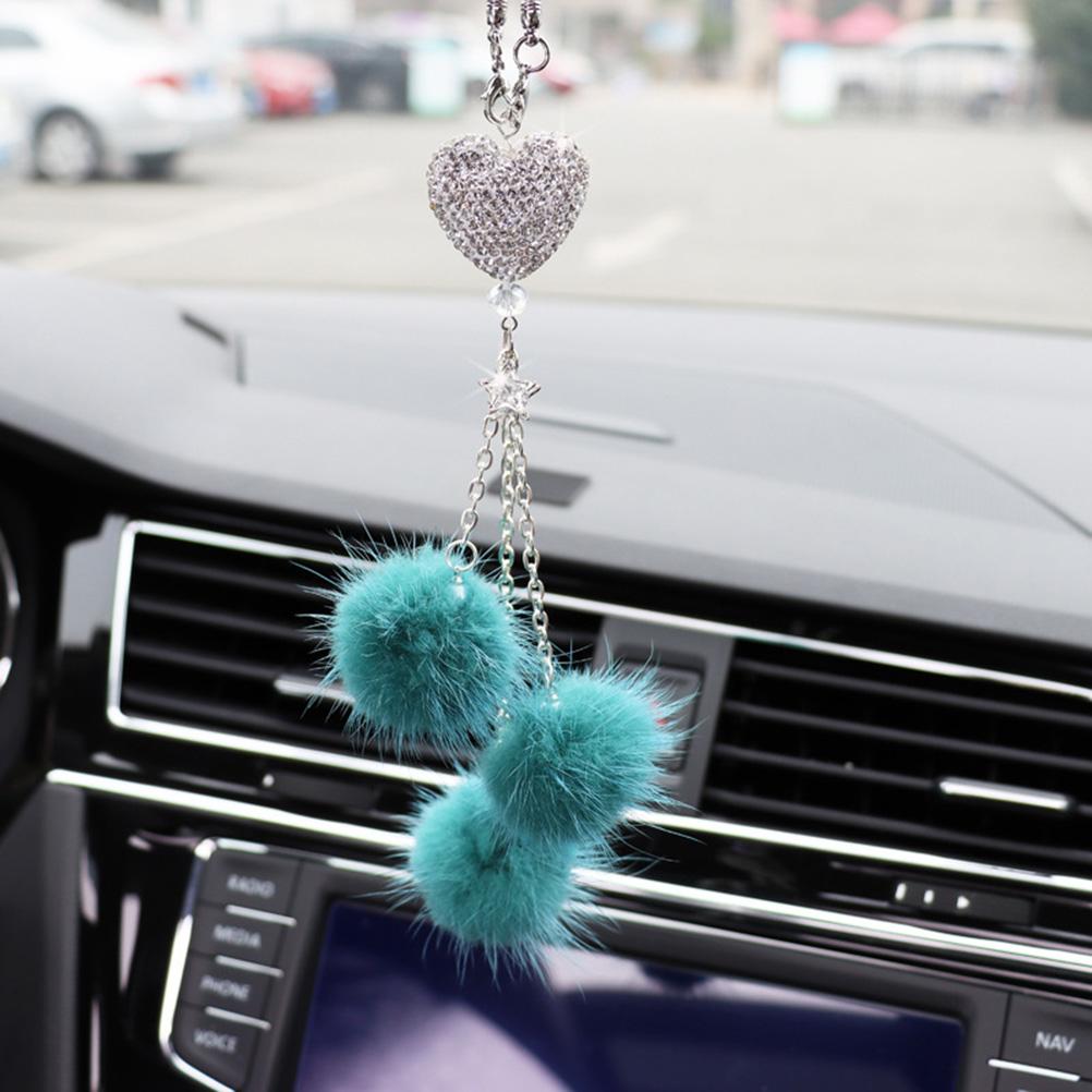 Auto-rückspiegel Strassherz Rosa Kugel Pompon Glänzendes Auto-accessoire Kristall Dekorativer Seitenspiegel