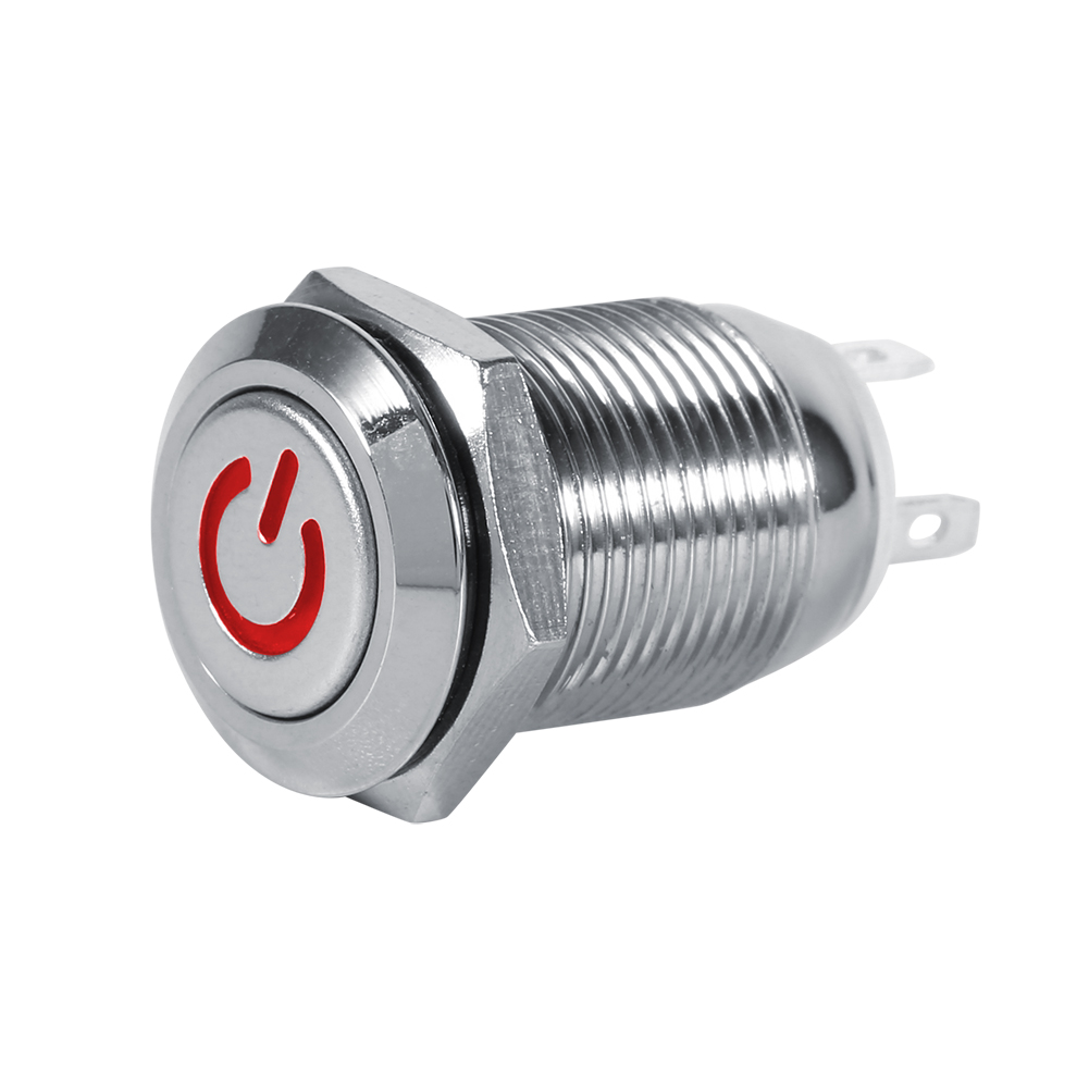 12-mm-metall-drucktaster Mit Roter Led, 2 V, Momenttaster Für Autos, Stromsteuerung, Armaturenbrettmontage