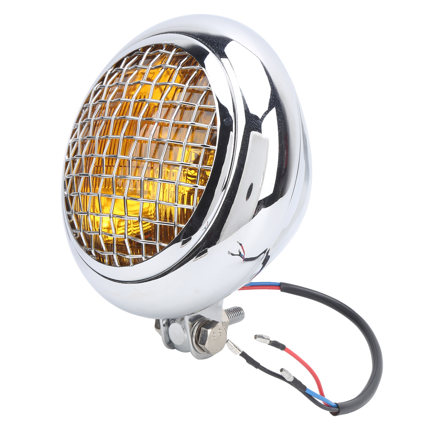 12v Led-motorradscheinwerfer, Runder Retro-stil, 60w, Fern-/abblendlicht, Gelb, Wasserdichte Glühbirne