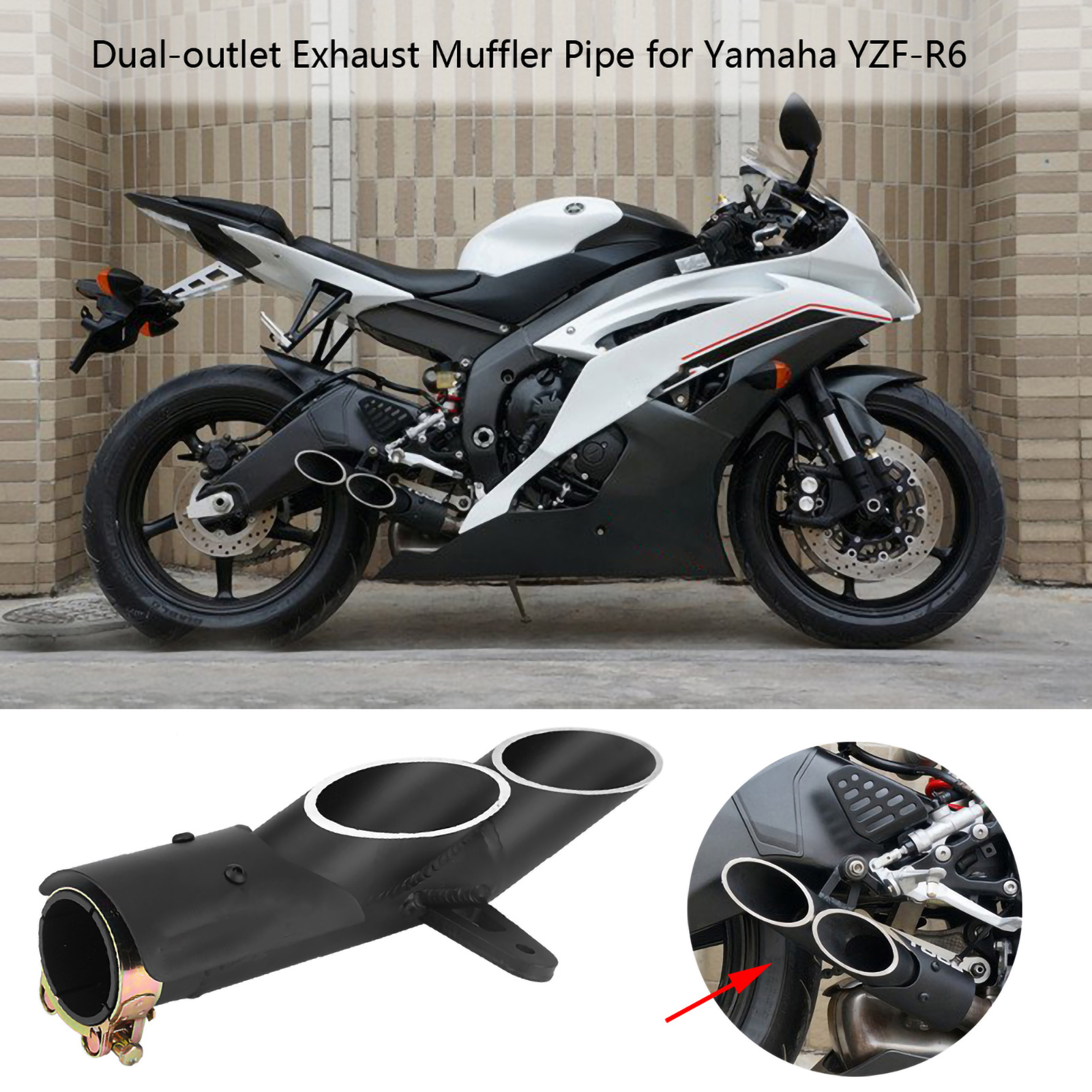 Doppelauspuff-schalldämpfer Für Motorräder, Rohrendrohr Aus Stahl, Kompatibel Mit Yzf-r6 Und Suzuki Gsx-r, Individuelles Zubehör
