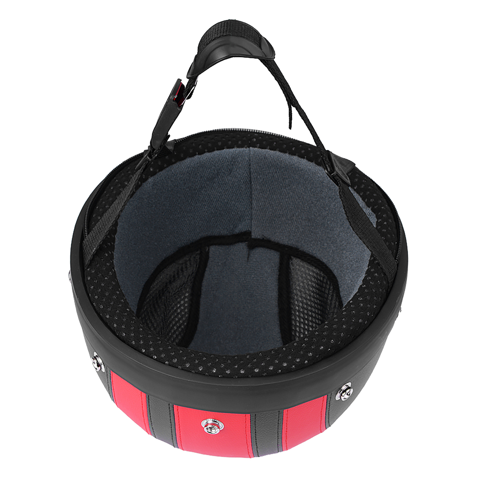 Motorrad-/rollerhelm, Kunstleder, Halbgesichtshelm Mit Uv-schutzbrille, Rot