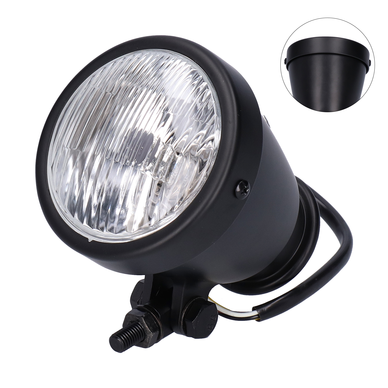 4-zoll-rundscheinwerfer Im Retro-stil Für Motorräder, Frontscheinwerfer Mit Klarer Linse, 12 V Universal, Motorradscheinwerferlampe, Klassische Beleuchtung