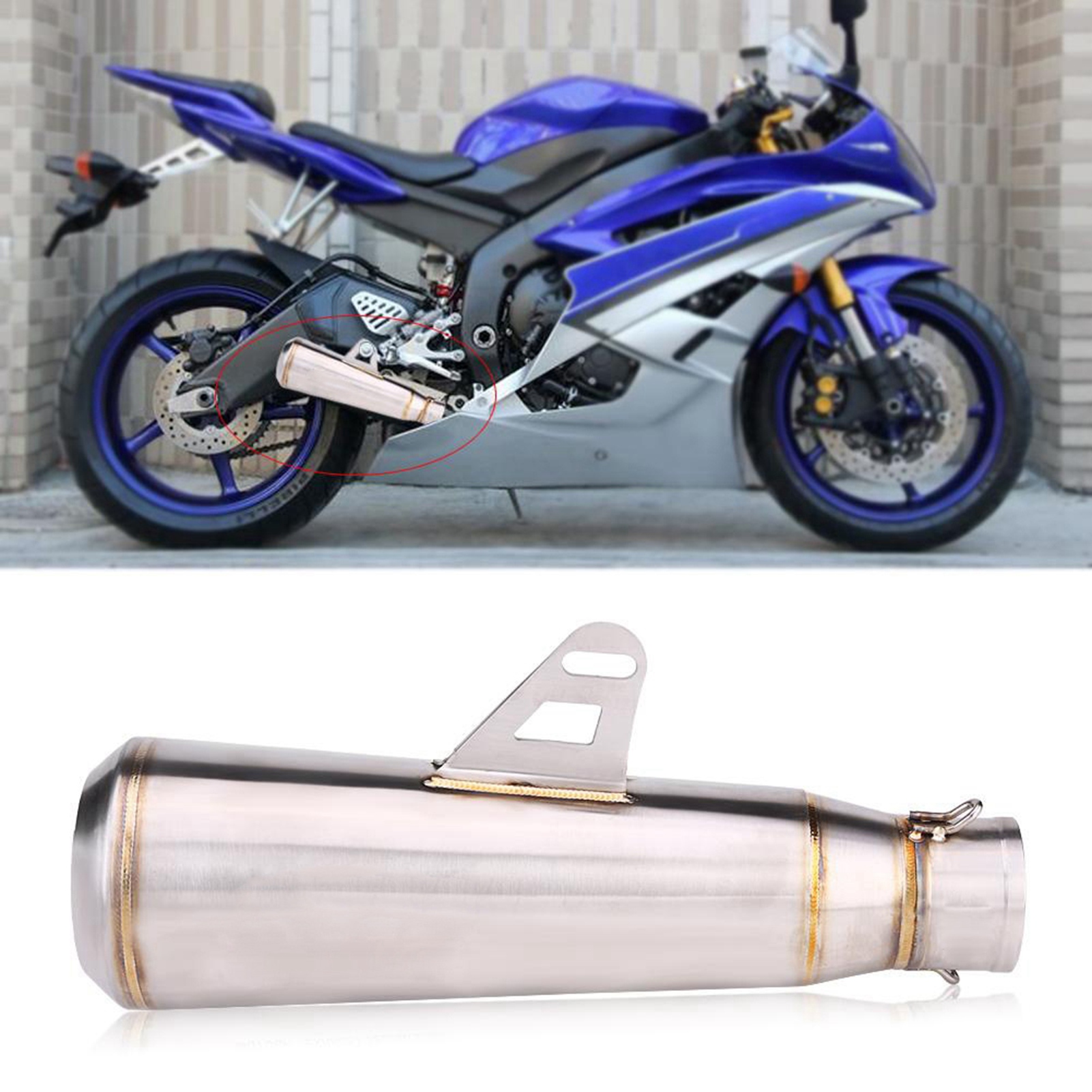 Universeller 51-mm-motorradschalldämpfer, Modifizierter Auspuff Für Kawasaki, Honda, Yamaha, Typ 2, Edelstahlrohr
