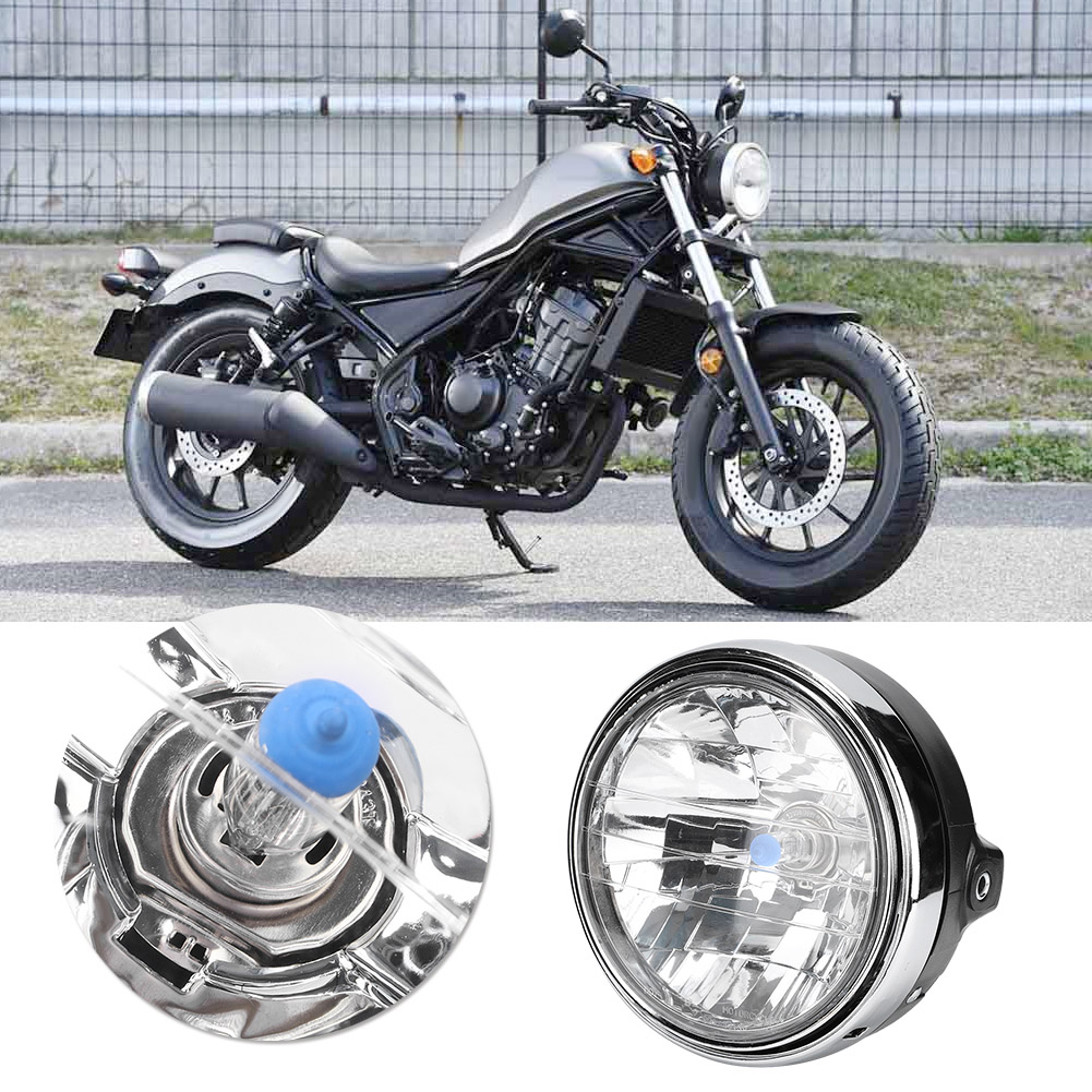 Kompletter Runder Retro-motorradscheinwerfer, Kompatibel Mit Cb400/900, Verchromter Halogenprojektor, Klare Optik, Ersatzteil