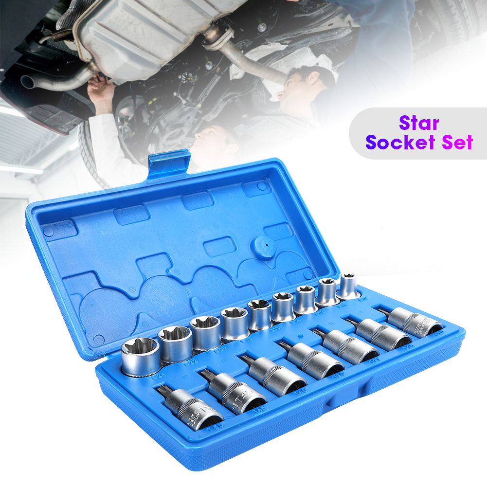 16-teiliges 1/2-zoll-sechskant-steckschlüssel-bit-set, Hülse, Stern, T-typ, Außengewinde, E-typ, Innengewinde, Reparaturwerkzeug