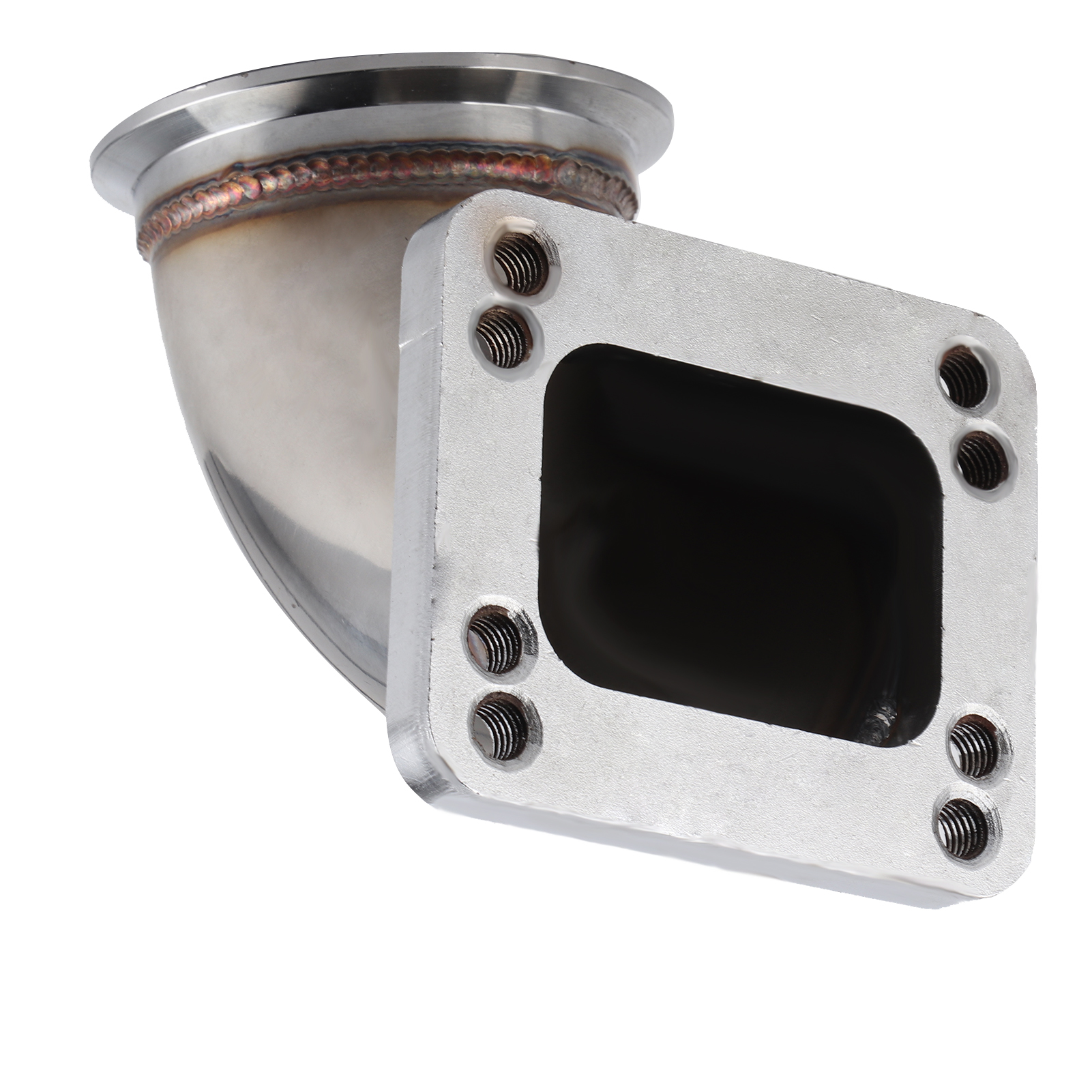 T3 Turbo 90°-winkeladapter V-band 3,0 Zoll, Turboladerflansch 304 Cnc-gefräster Edelstahl, Hochleistungs-abgasanschluss