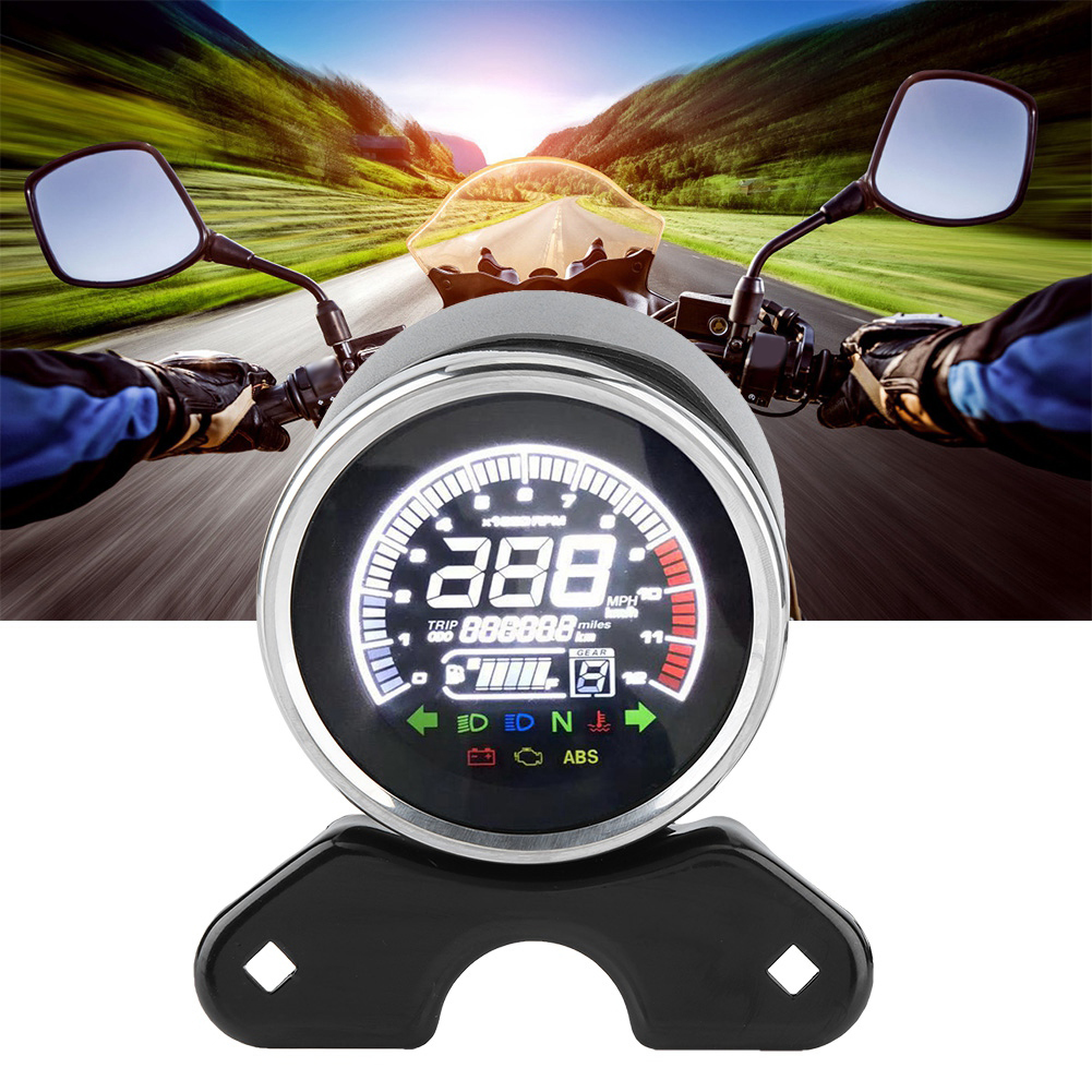Digitaler Motorrad-tachometer Mit Lcd-bildschirm: Kilometerzähler, Drehzahlmesser Und Digitale Geschwindigkeitsanzeige.