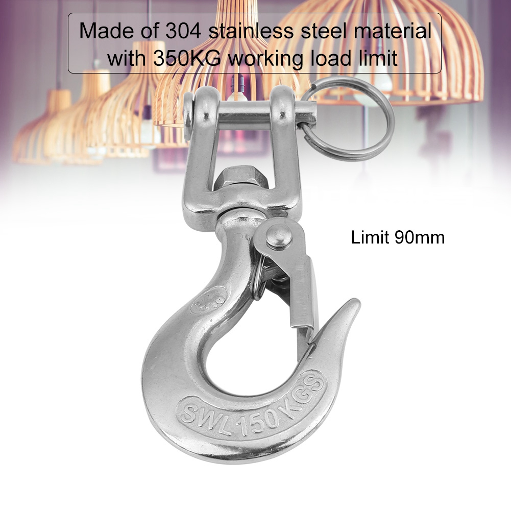 Drehbarer Ösenhaken Für Hebeketten Aus Edelstahl 304, Maximale Traglast 150 Kg, 90 Mm, Robuster Drehkarabiner.