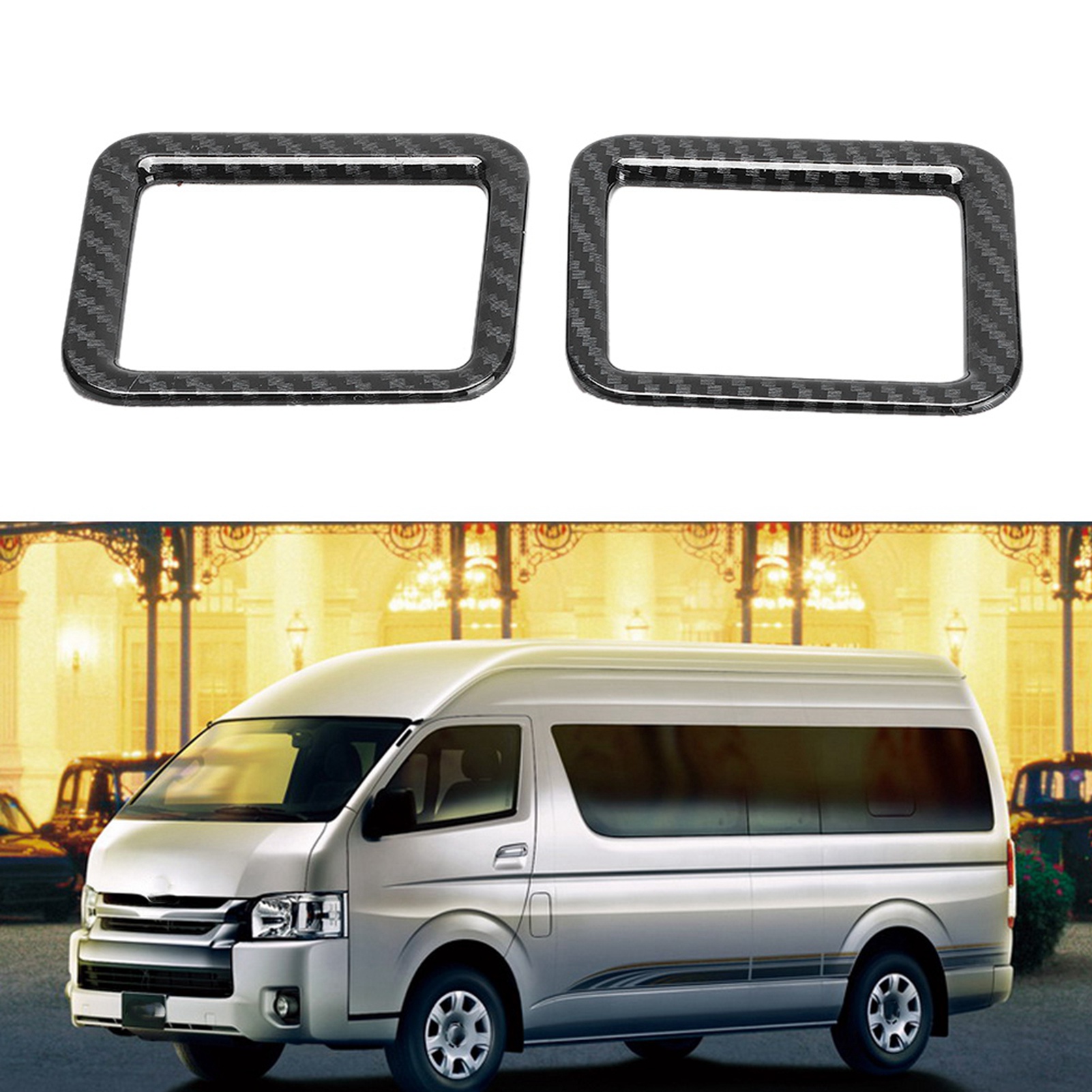 2 Lüftungsdüsen Für Das Vordere Armaturenbrett, Carbon-optik, Kompatibel Mit Toyota Hiace (2019), Paar Obere Seitenrahmen