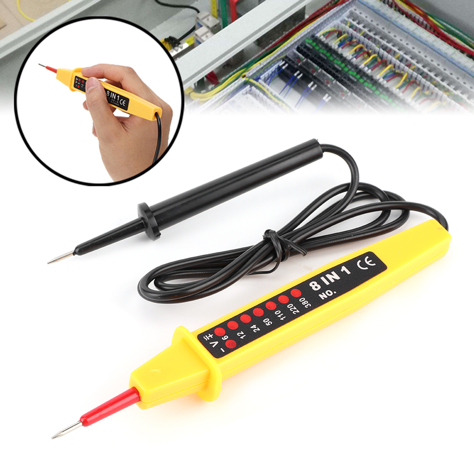 8-in-1-spannungsprüfer Ac/dc 6–380 V, Multifunktionales Kfz-elektrik-messgerät Mit Anzeige