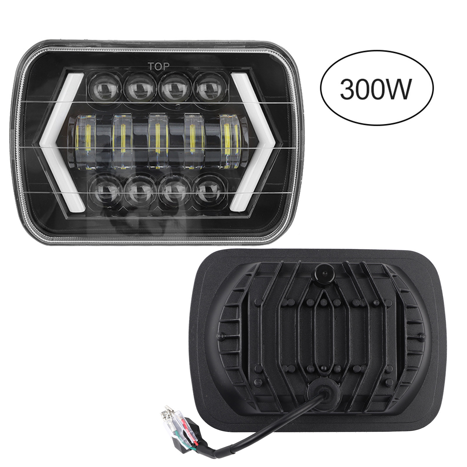 7-zoll-300-w-led-scheinwerfer Mit Aluminiumgehäuse, Quadratische Frontlampe, Kompatibel Mit Jeep Wrangler, Wasserdichter Scheinwerfer