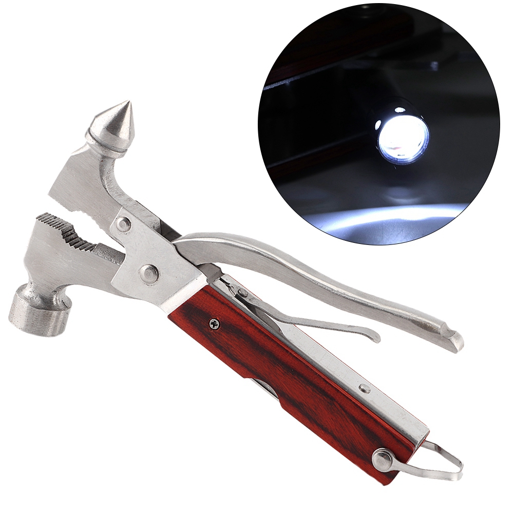 Multifunktionaler Auto-nothammer Aus Edelstahl, Not-fensterbrecher Mit Led-taschenlampe