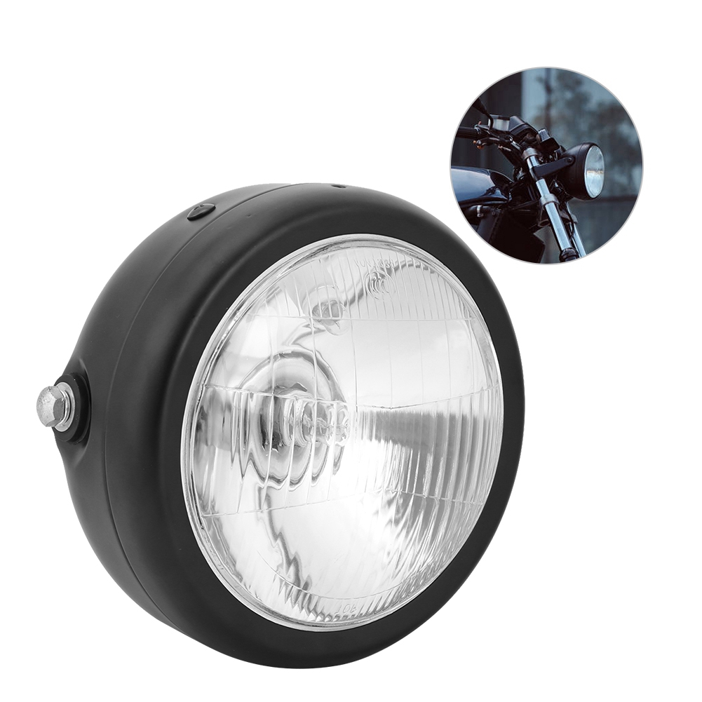 Runder Motorradscheinwerfer, Schwarzes Aluminiumgehäuse, Weiße Linse, Retro-stil, Kompatibel Mit Cg125 Und Gn125, 5,75 Zoll
