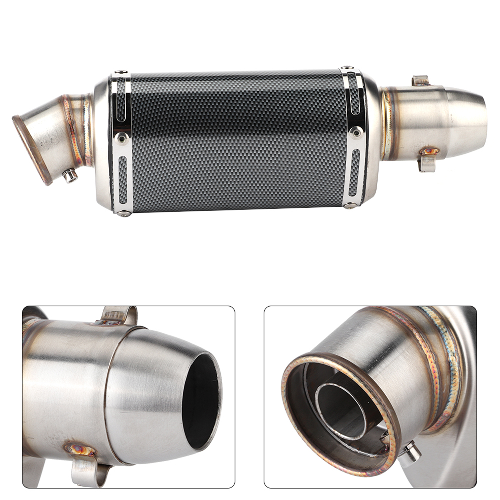 51 Mm (2 Zoll) Kurzes Auspuffrohr, Universeller, Modifizierter Carbonfaser-stil, Motorrad-, Roller- Und Straßenmotorrad-schalldämpfer