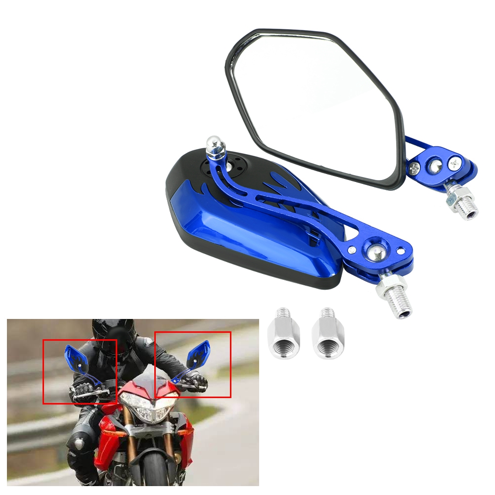 Universelle Motorrad-/rollerspiegel 8 Mm 10 Mm Aluminium Flammenblau Paar