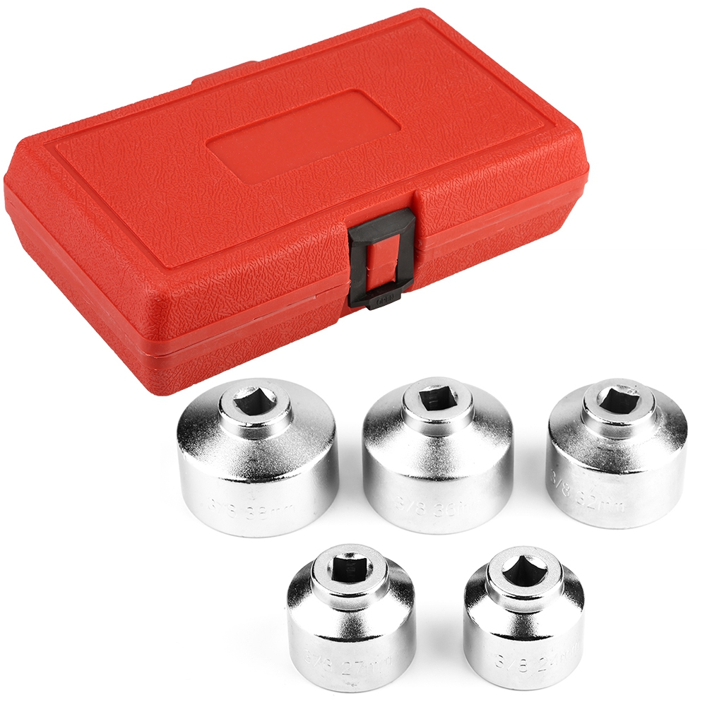 5-teiliges Ölfilterschlüssel-set Mit Steckschlüsseleinsätzen (24 Mm, 27 Mm, 32 Mm, 36 Mm, 38 Mm)