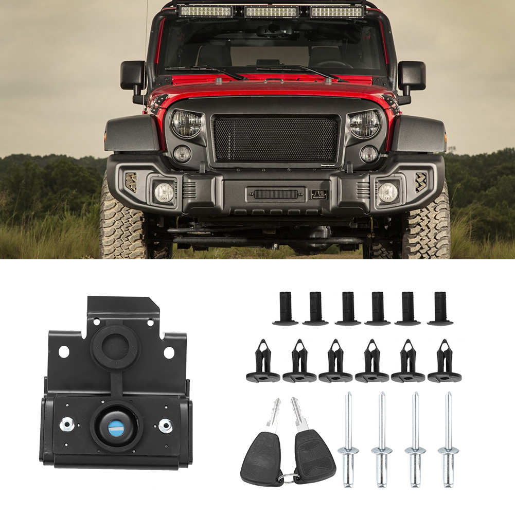 Motorhaubenverriegelung, Kompatibel Mit Jeep Wrangler Jk & Unlimited (2007–2017), Stahlmechanismus