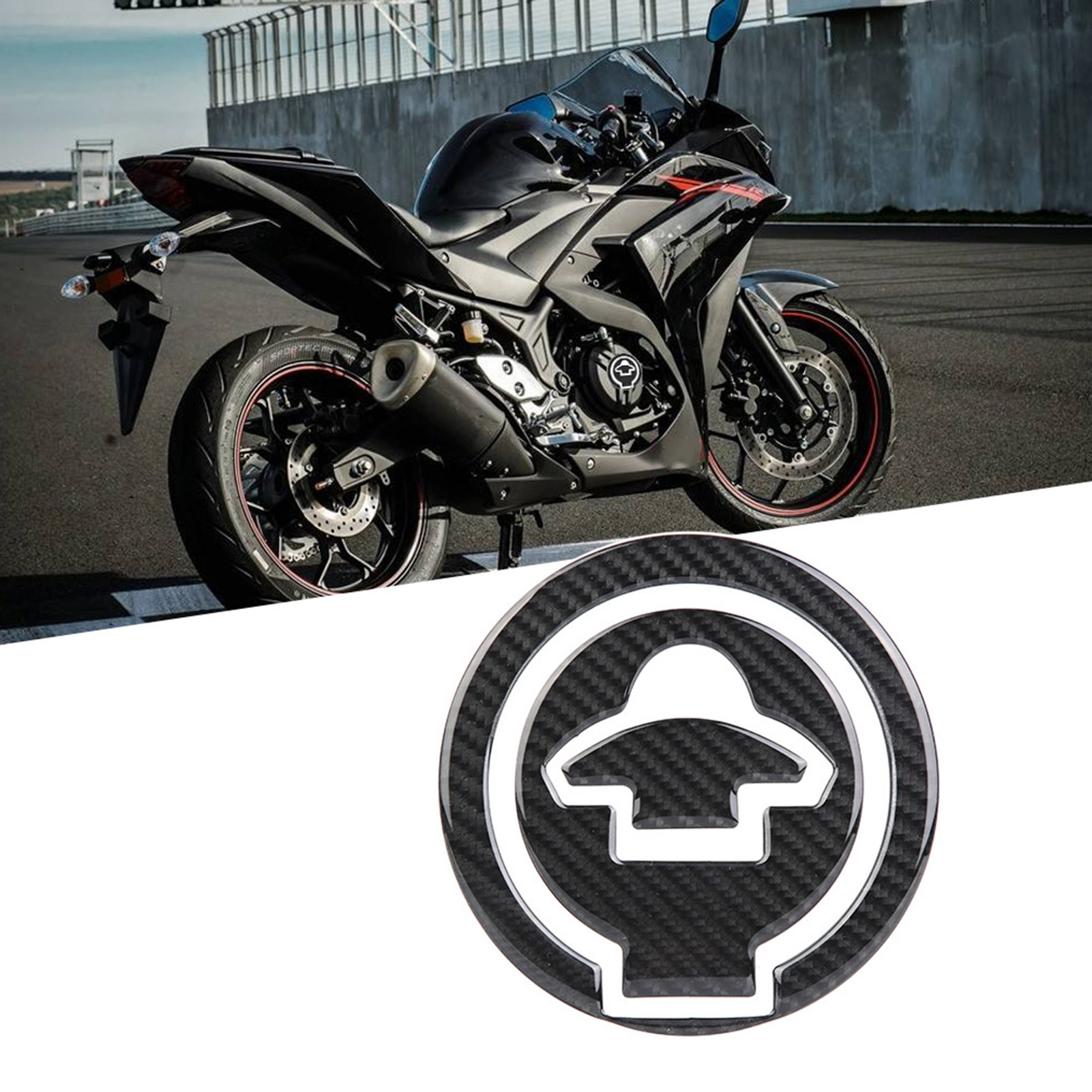 Aufkleber Mit Carbonfaser-emblem Zur Dekoration Von Yamaha-motorrädern, Schwarze Selbstklebende Emblemabdeckung, Individuelles Außenzubehör, 2-teiliges Set
