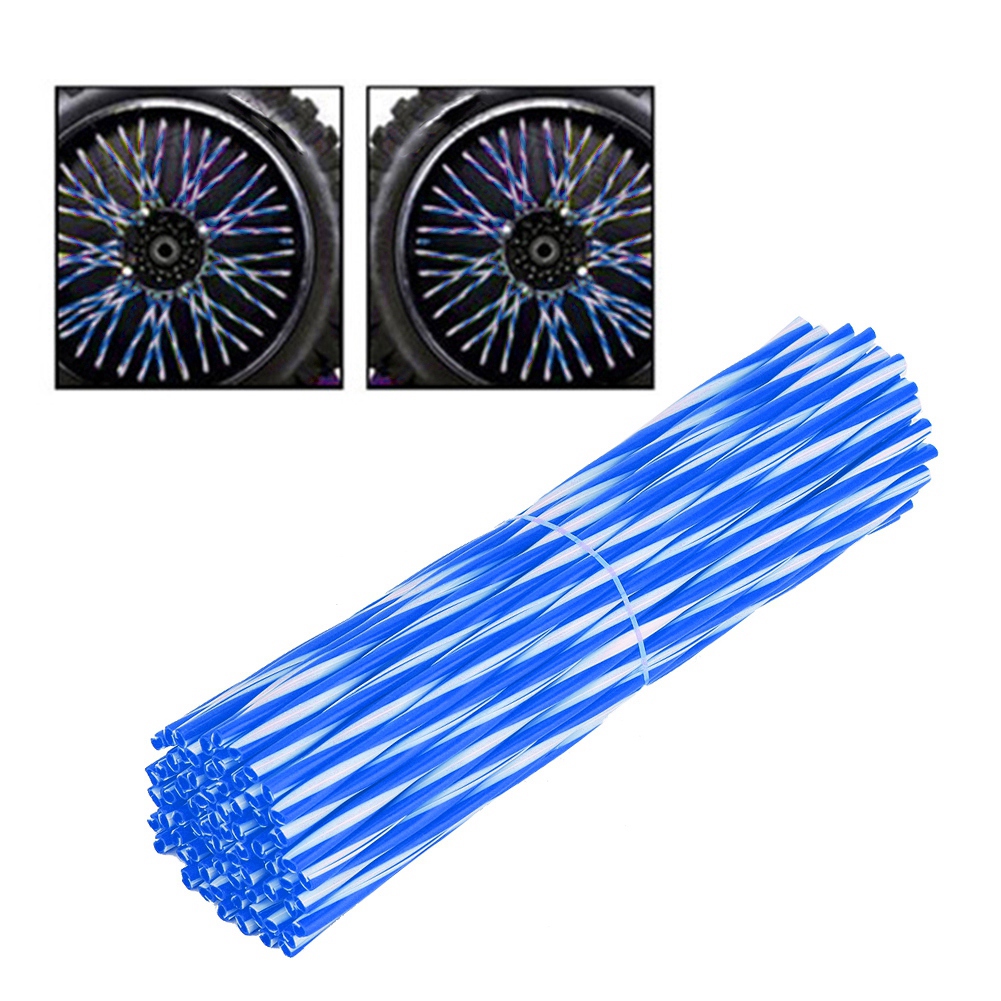 Set Mit 72 Speichenschützern Für Motocross- Und Dirtbike-räder, Blau-weiße Rundum-schutzhüllen, Felgenmutternabdeckungen