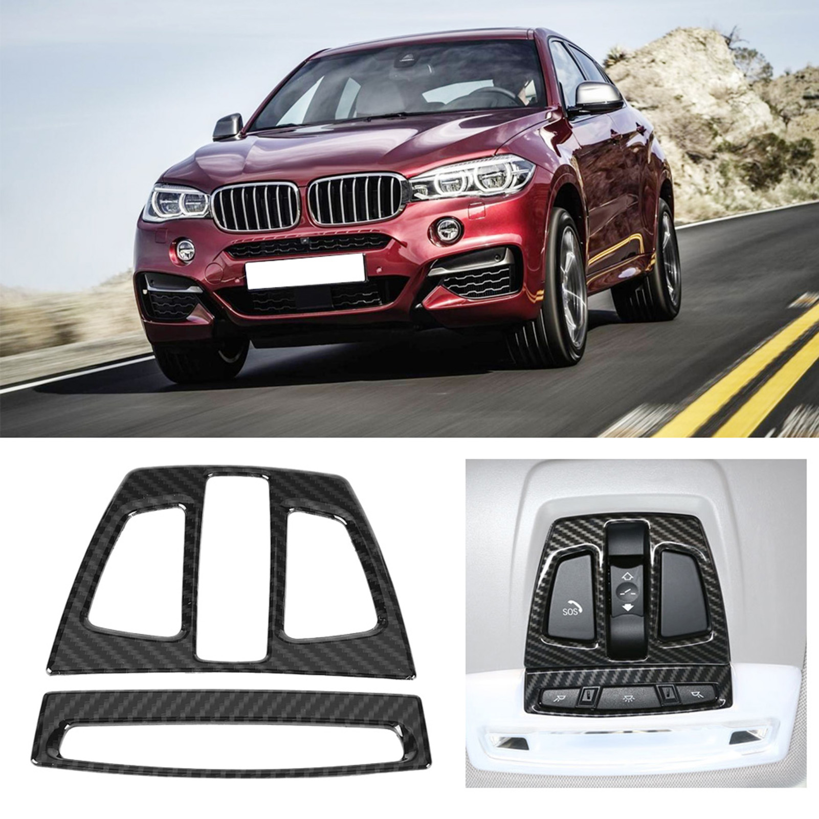 2 Stück Zierblenden Aus Kohlefaser Für Die Vordere Innenraumleuchte, Kohlefaser-abdeckung Für 3er Bmw F30 Gt F34 X5 X6 X1 X2