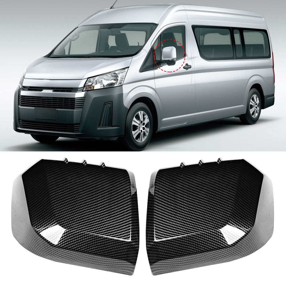 Carbon-außenspiegel Hiace 2019 – Seitenspiegelabdeckung, Paar (2 Stück), Carbonfaser-optik, Autozubehör.