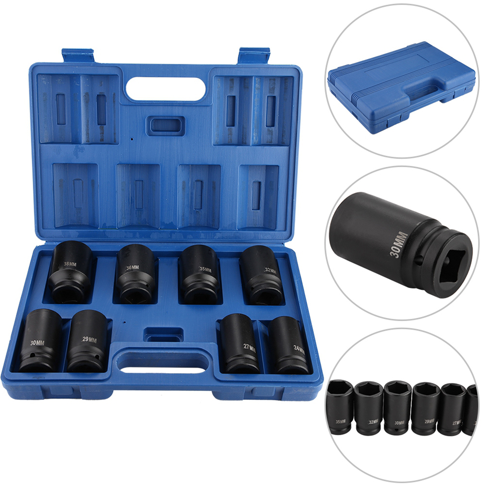 8-teiliges 3/4-zoll-tiefbett-steckschlüssel-set Mit Robustem Antrieb, 24–38 Mm