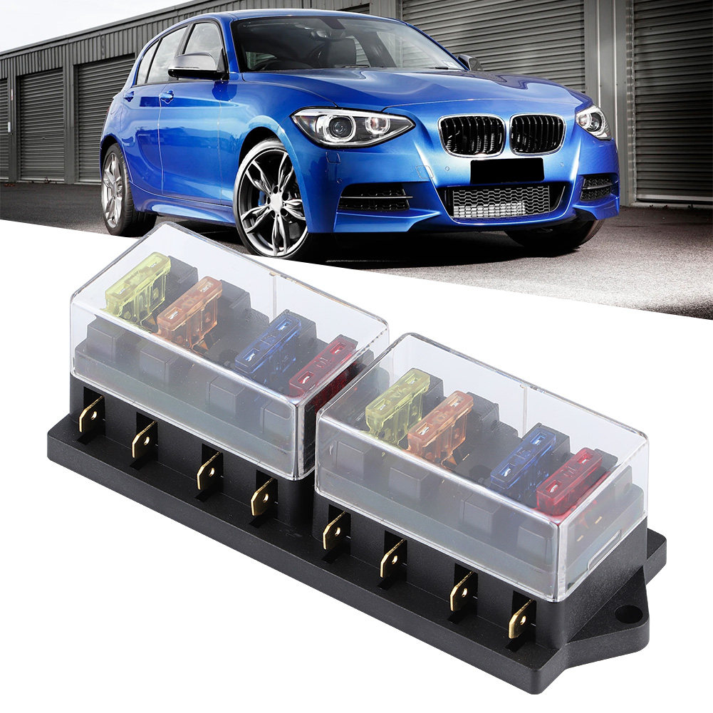 8-fach Kfz-sicherungshalter Mit Langen Flachsicherungen, 12 V Dc, 15 A, Inklusive 8 Sicherungen, Universelles Fahrzeugzubehör