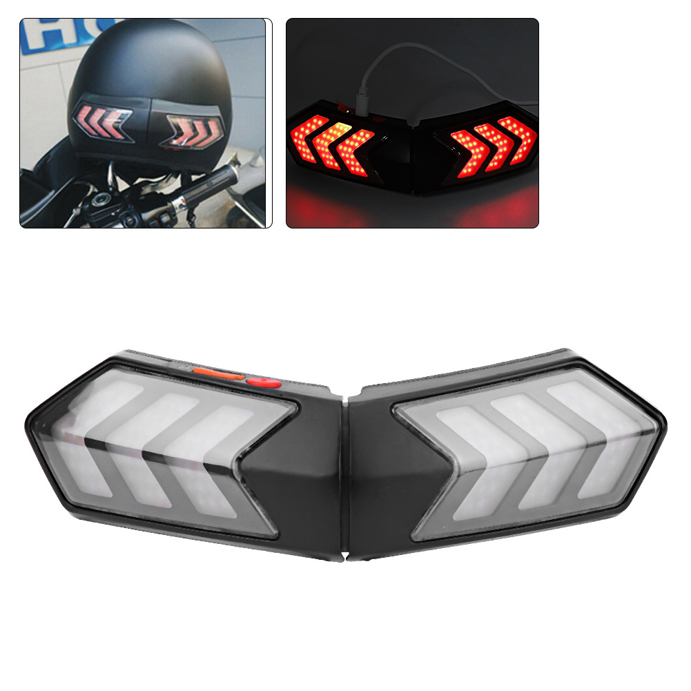 Kabellose Led-motorradhelmleuchte, Bremslicht, Blinker, Lichtleiste, Kurvenlicht, Motorrad-sicherheitsausrüstung