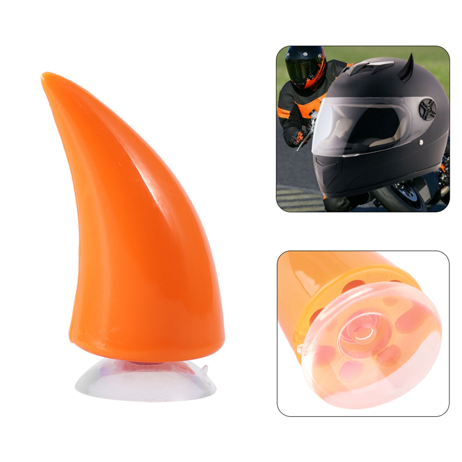 Motorradhelm Teufelshorn Mit Saugnapf-dekoration, Orange