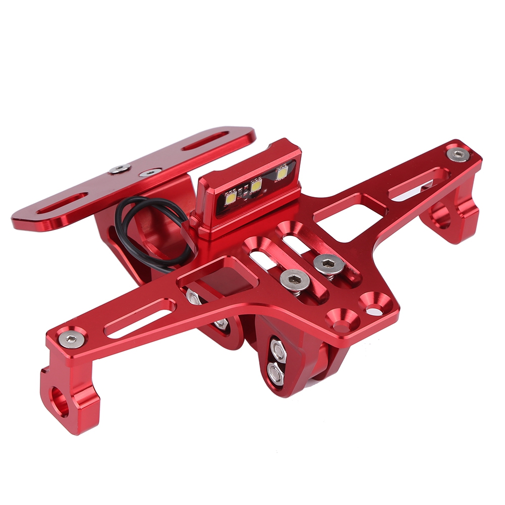 Verstellbares Motorradkennzeichen Aus Aluminium, Kennzeichenhalterung Mit Roter Led-beleuchtung, Stabiler Lenkerrahmen