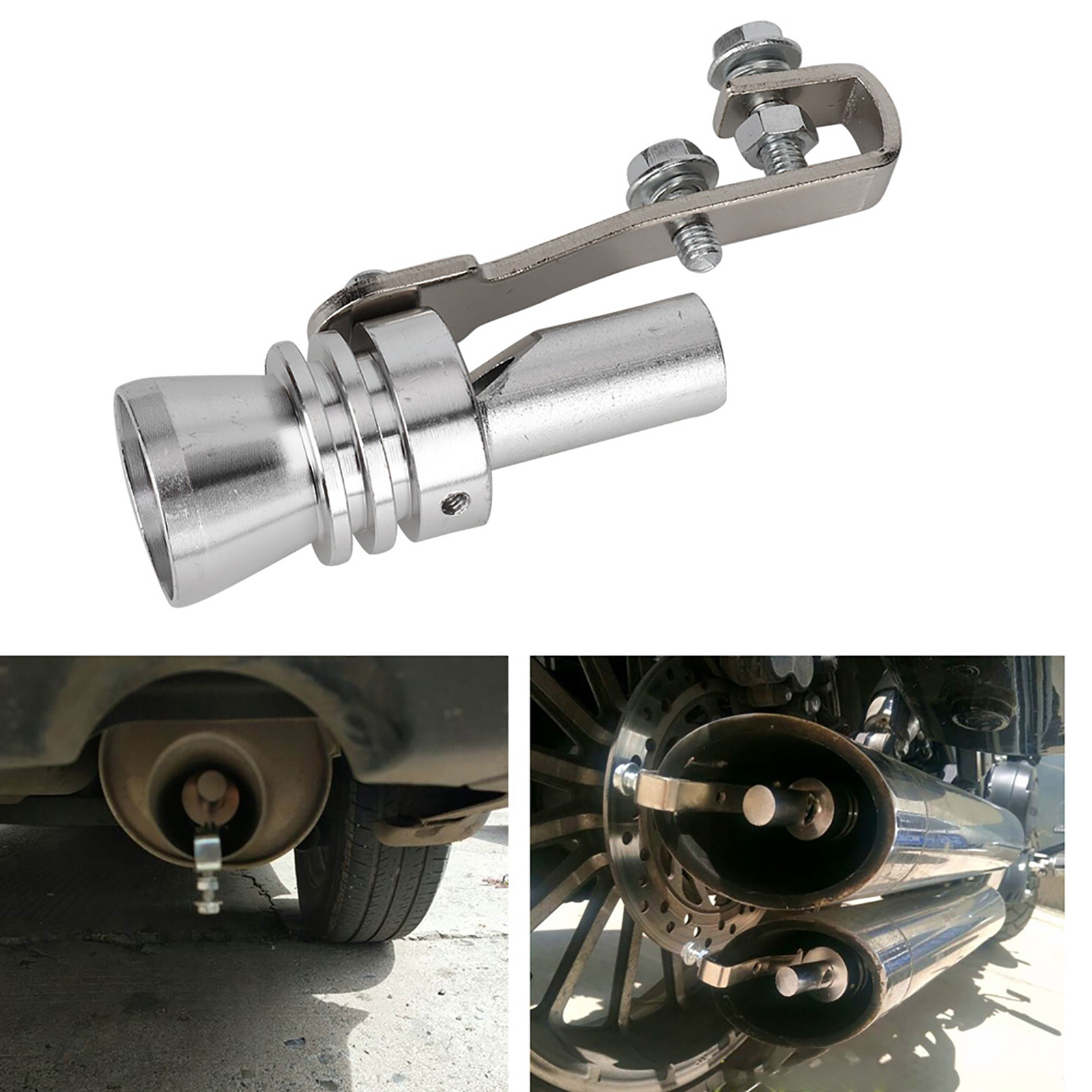 Universeller Auspuff-dekompressionssimulator In Trompetenform, Auto-soundpfeife, Größe L, Edelstahl, Tuning-zubehör, Ersatzteil, Sport-effekt.