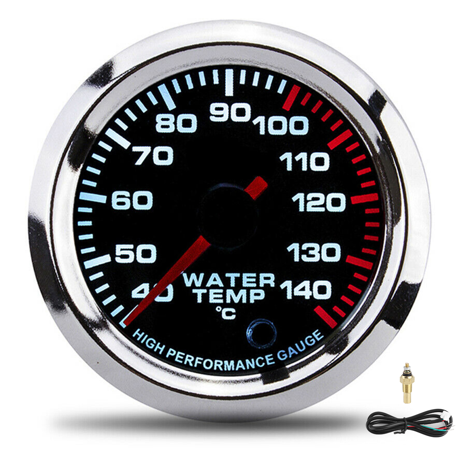 Universelles 52-mm-12-v-wassertemperaturmessgerät Mit 40–140 °c-sensor Und 7-farbiger Led-anzeige Für Autos