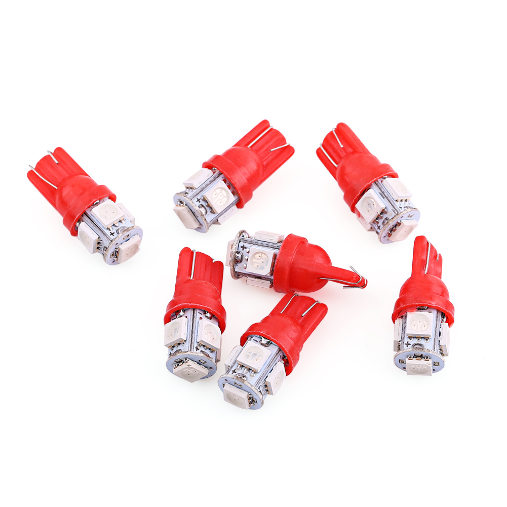 Packung Mit 20 T10 5050 5smd 12v Led-lampen Für Autos, Rot, Intensive Beleuchtung, Kennzeichenbeleuchtung Oder Parklicht, Superhell.