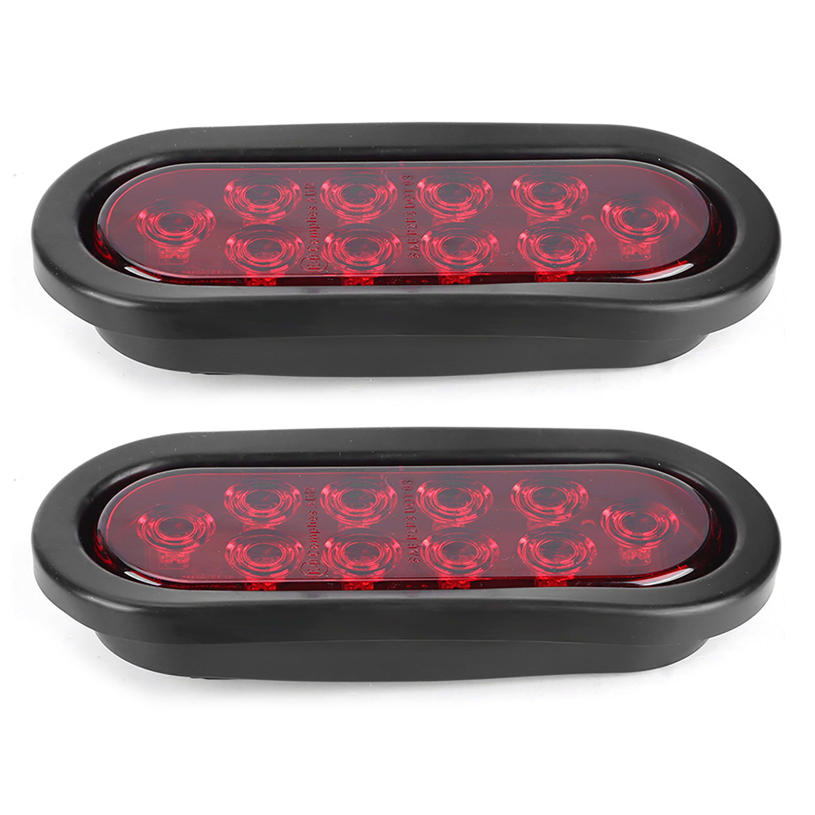 2 Stück 10-led-seitenmarkierungsleuchten, 6 Zoll, Rot, Oval, Wasserdicht, Lkw-rückleuchten Zur Oberflächenmontage