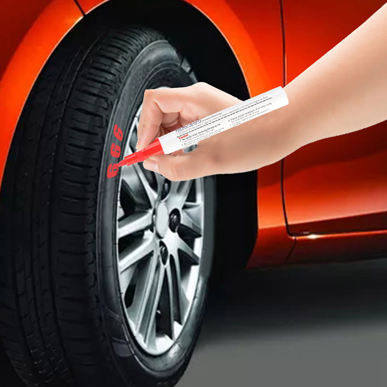 Packung Mit 1 Rotem Autoreifen-farbmarker, Professioneller Wasserfester Stift, Langlebiger Gummimarker, Ideal Zum Markieren Von Autoreifen, Präzise Feine Spitze.