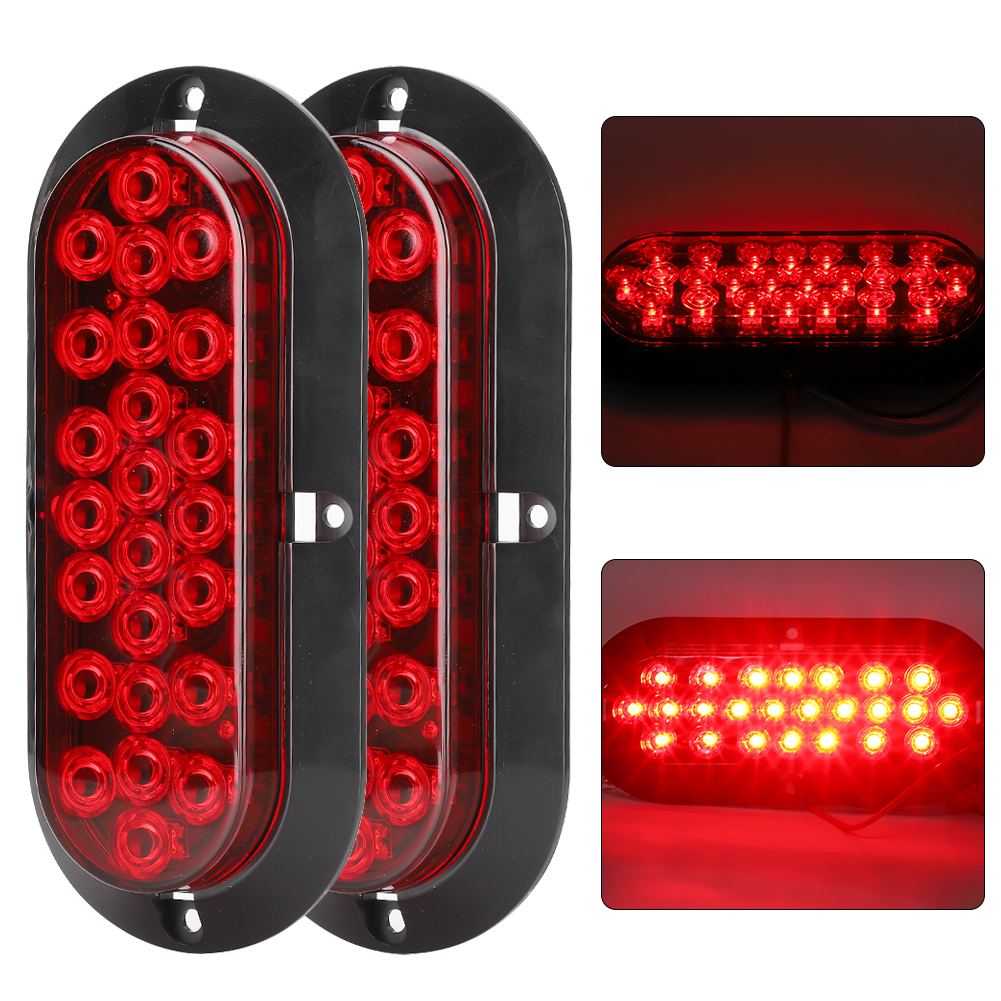 2 Stück 6 Zoll 24 Led Oval Rote Brems- Und Rückleuchten Wasserdicht Rücklicht Für Lkw Anhänger 12v