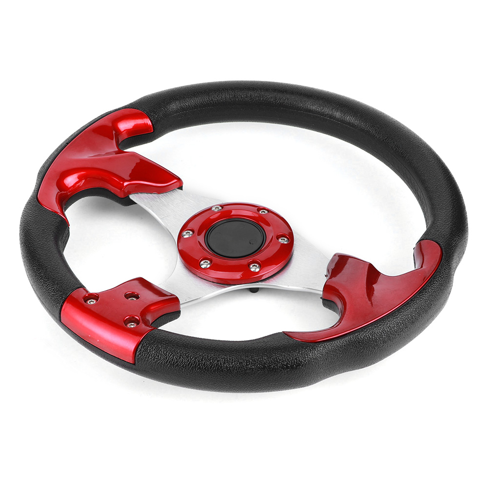 320 Mm / 12,5 Zoll Rennwagen-lenkrad Mit Hupenknopf, Pvc, Rot, Universelles Modifikationsteil