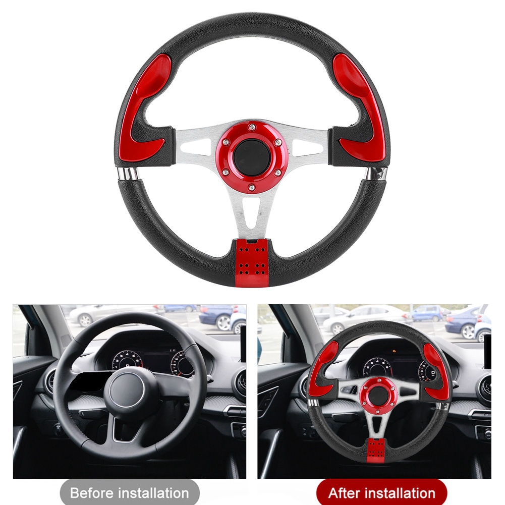 320 Mm / 12,5 Zoll Sportlenkrad Mit Hupenknopf, Universell, Für Modifizierte Fahrzeuge, Rot