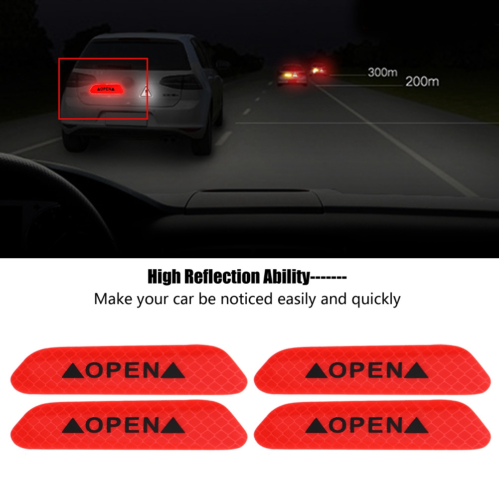 Set Mit 4 Selbstklebenden Reflektierenden Streifen Für Autotüren, Roter Sicherheitsaufkleber, Fahrzeugbeschilderung, Retroreflektierender Aufkleber