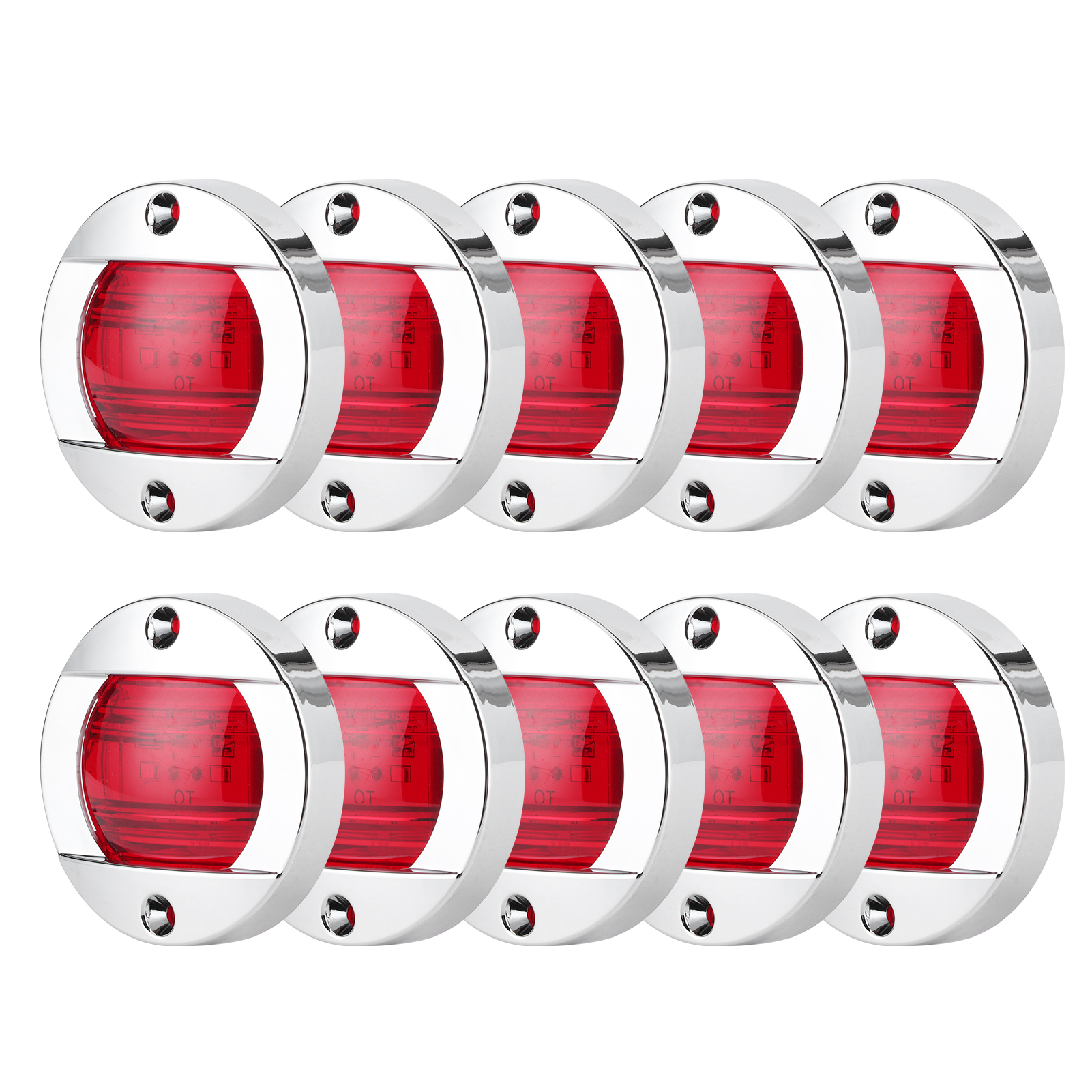 10 Stück 12v Positionsleuchten, 6 Leds, Rot, Rund, Mit Chromblende, Wasserdicht, Für Lkw, Suv, Boot